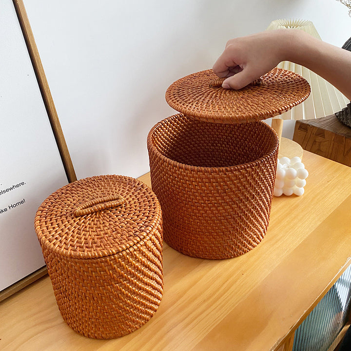 Modern storage stool made of natural material Kalsten