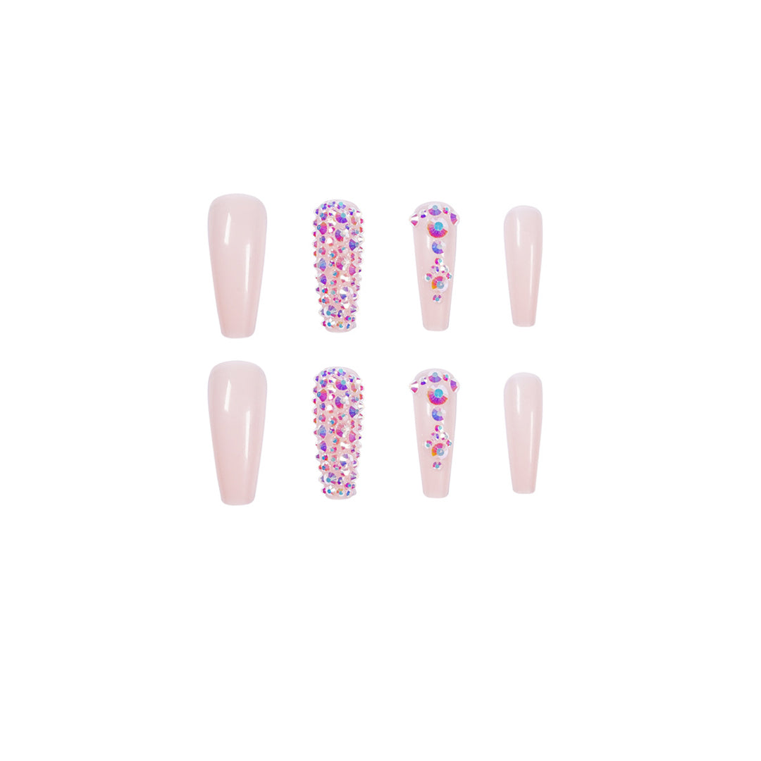 Glamorous nail extensions with rhinestone accents Kalsten