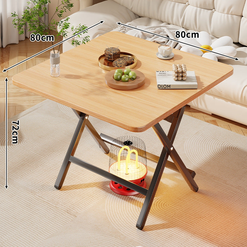 Foldable Square Coffee and Side Table with Marble-Effect Top and Collapsible X-Leg Frame