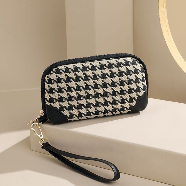 Elegant Houndstooth Zip Pouch Kalsten