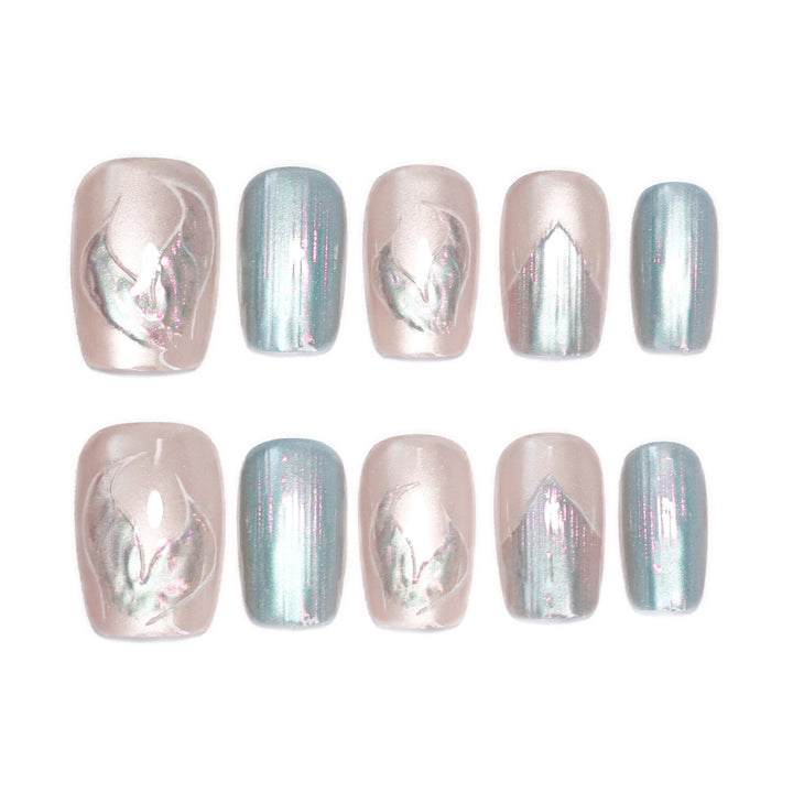 Artistic Nail Tips with Floral Design Kalsten