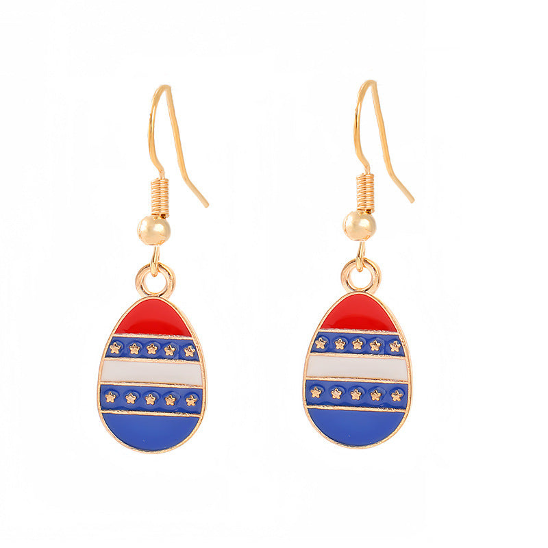 Ladies enamel earrings horseshoe with star stripe motif Kalsten
