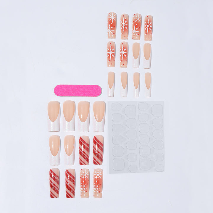 Acrylic nail set with festive candy cane and glitter accents Kalsten