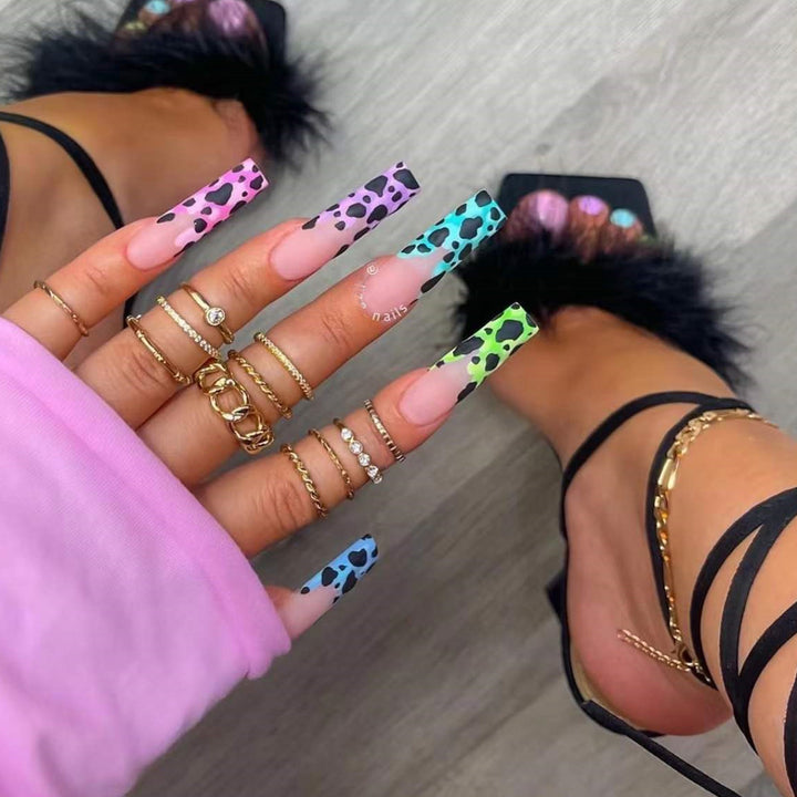 Decorative Animal Print Stiletto Nail Art Extensions