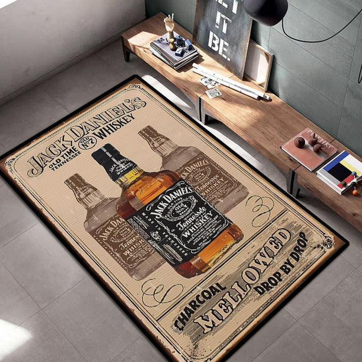 Vintage Whiskey-Themed Area Rug