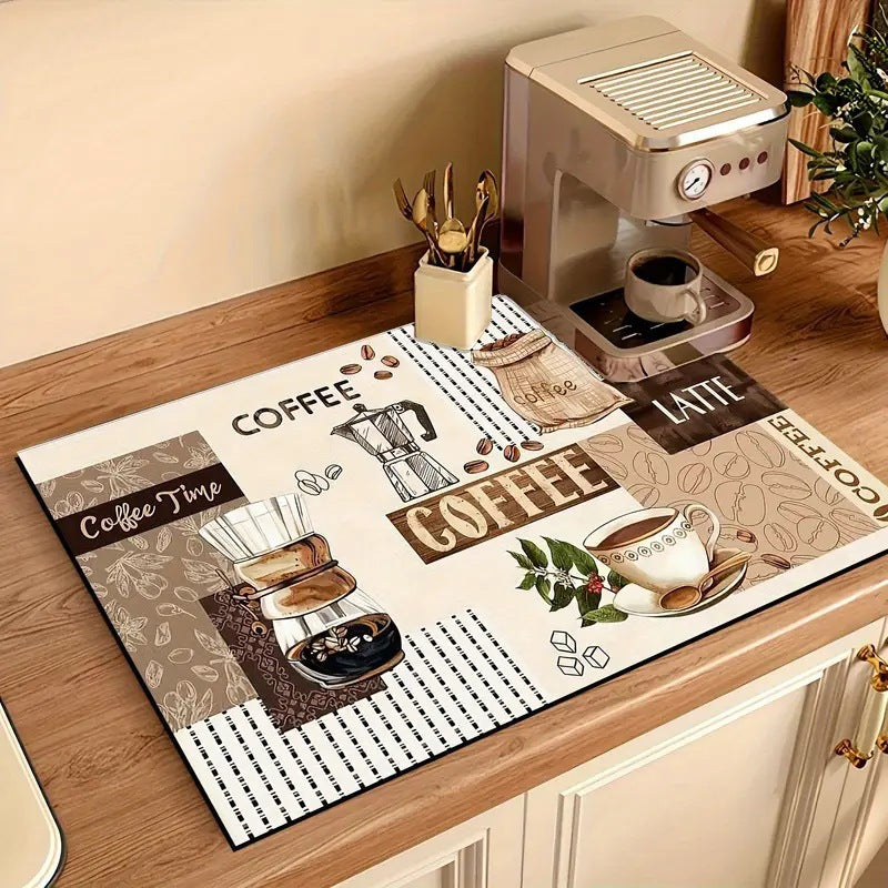 Coffee-Themed Kitchen Mat