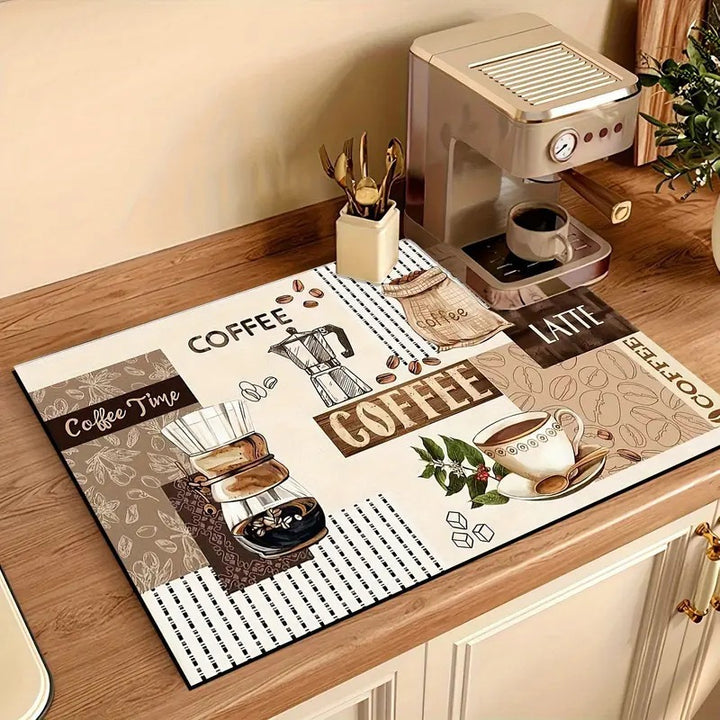 Coffee-Themed Kitchen Mat