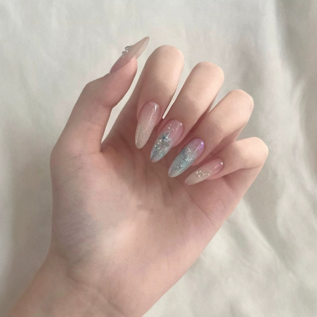 Artistic Glitter Stiletto Nail Enhancements