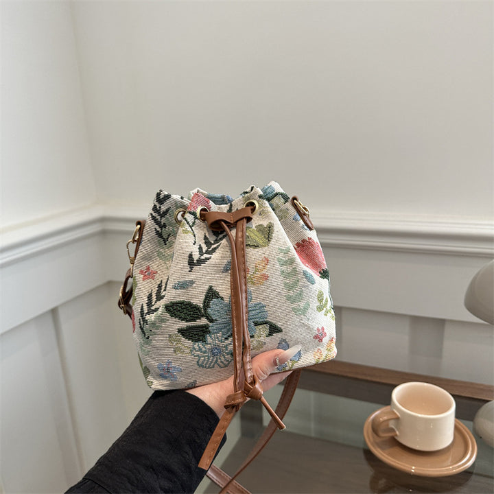Bohemian Style Drawstring Bucket Bag