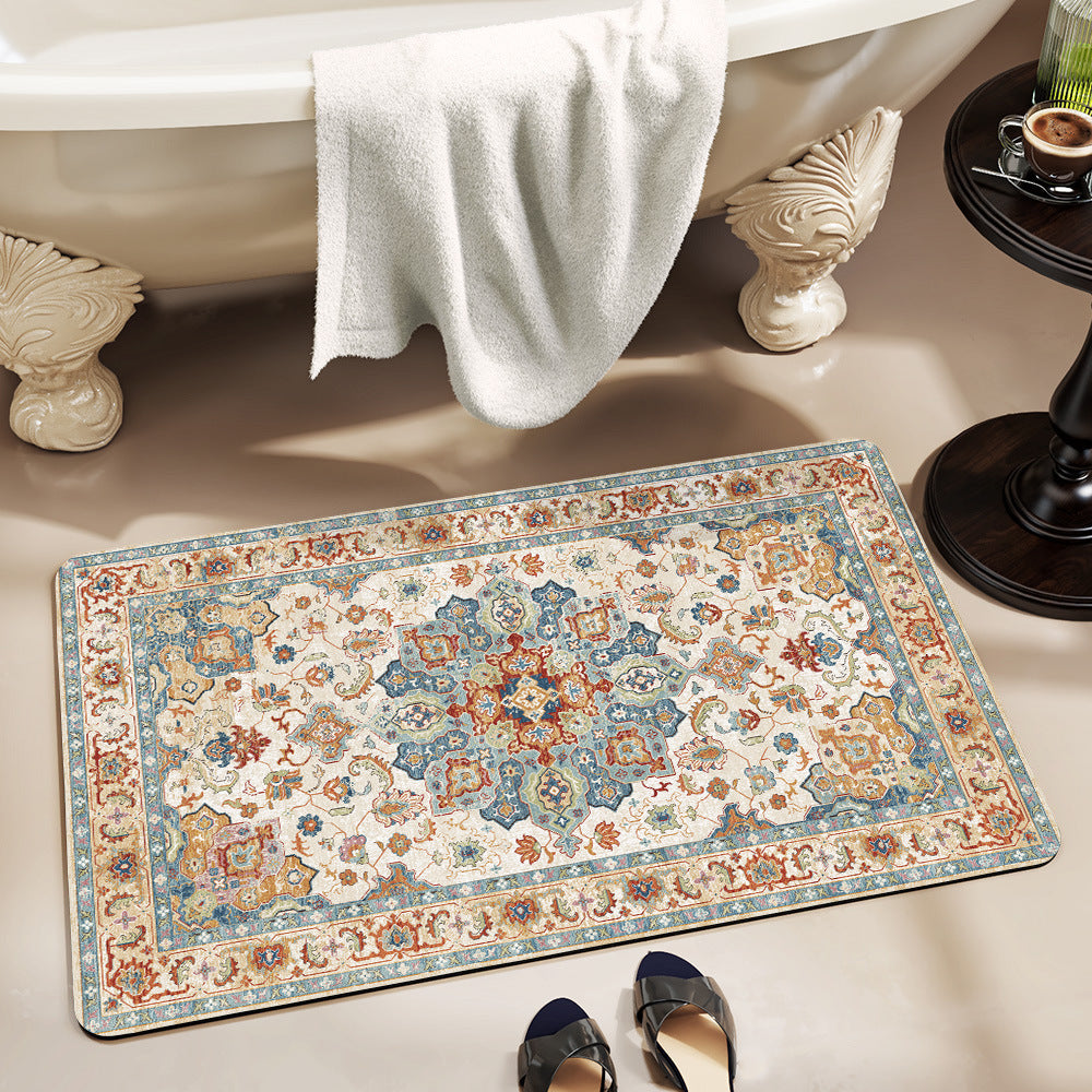 Elegant Floral Pattern Bath Mat Kalsten