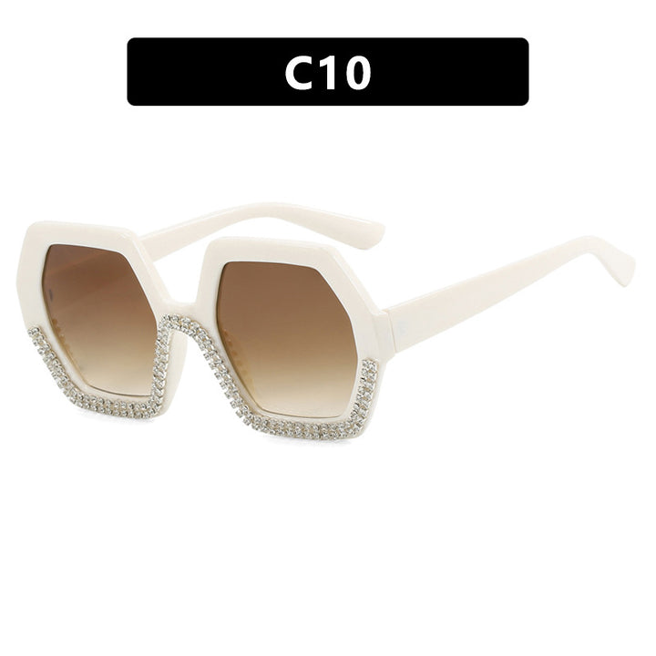 Women's extravagant sunglasses with hexagonal frame and rhinestone accents Kalsten
