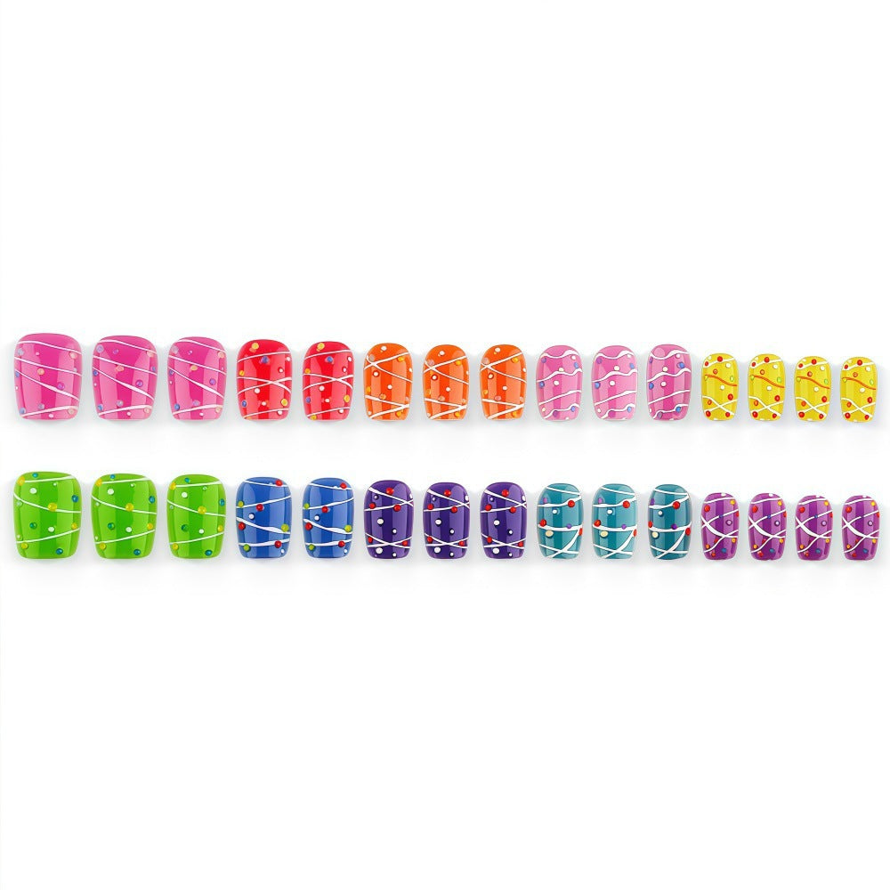 Colorful playful design artificial nails Kalsten