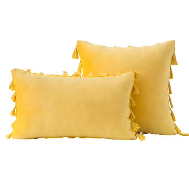 Velvet Tassel-Trim Square and Lumbar Decorative Pillow Set