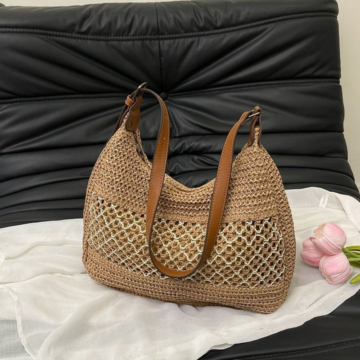 Hand-knotted shoulder bag with leather accents Kalsten