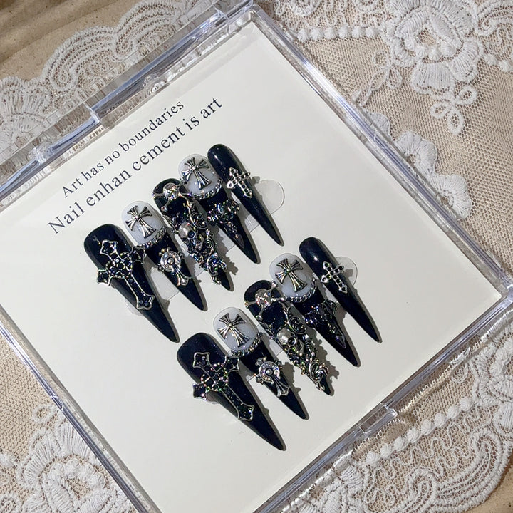Gothic-Themed Press-On Nail Art Set