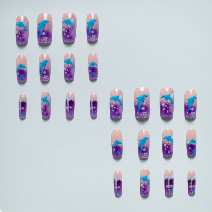 Dolphin-Themed Artistic Nail Art Set