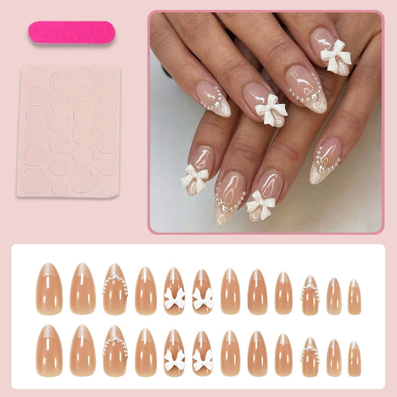 Artificial nail set with elegant bows and glitter details Kalsten