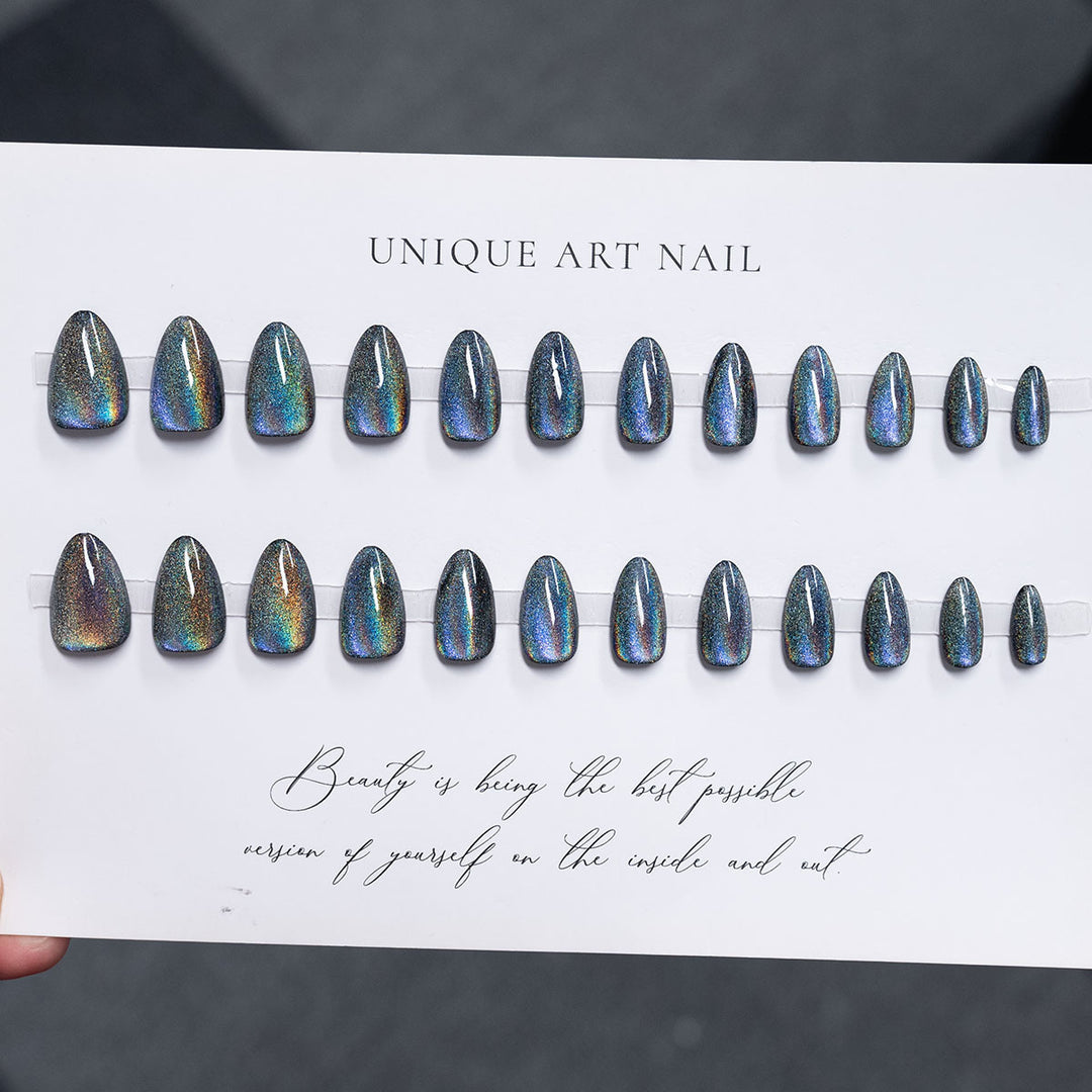 Elegant Stiletto Press-On Nails with Holographic Finish