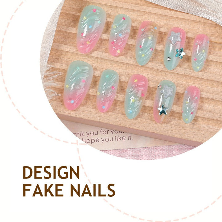 Creative nail art set with colorful ombre effect and beautiful decorations Kalsten