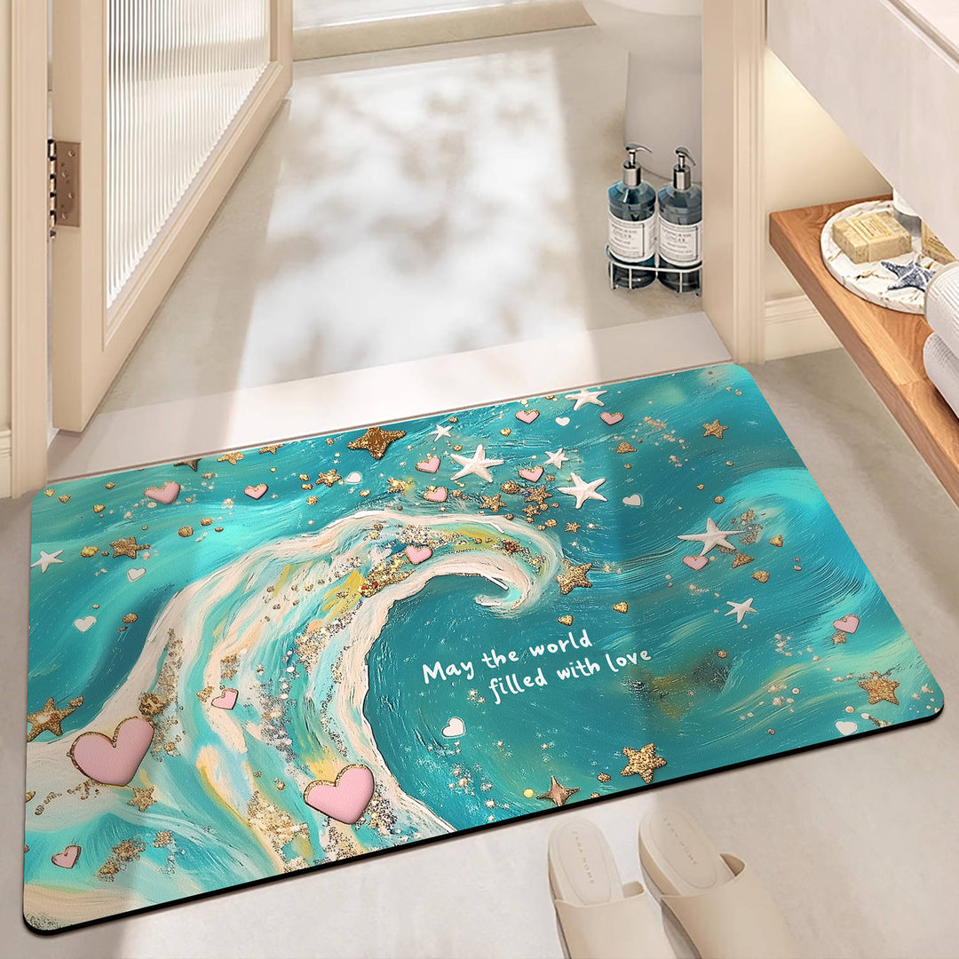 Artistic Resin-Glazed Bath Mat