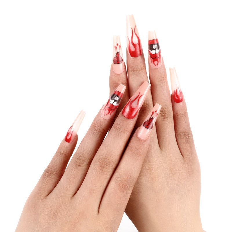Artificial nails with creative flame patterns Kalsten