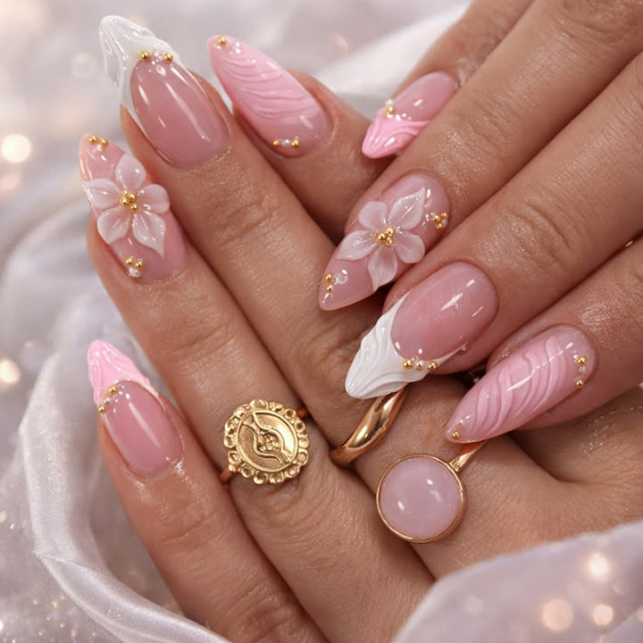 Elegant Floral 3D Nail Art Extensions Kalsten