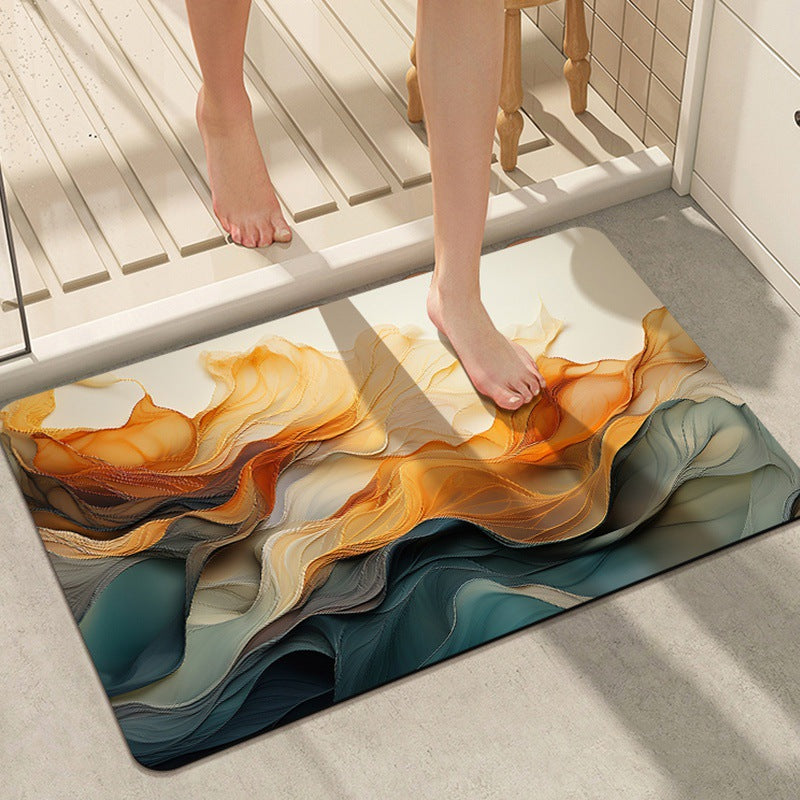 Artistic Floral Print Bath Mat