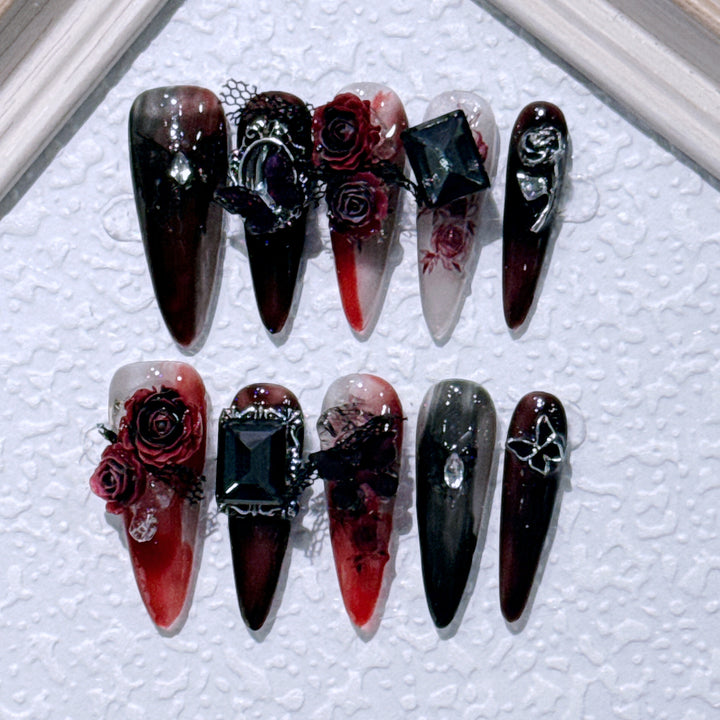 Intricately Designed Gothic Nail Art