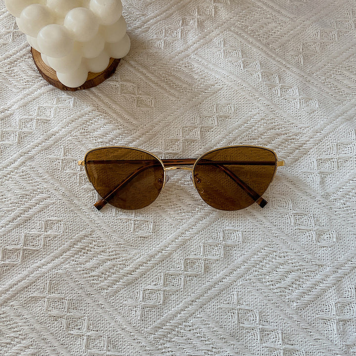 Fashionable Cat-Eye Sunglasses with Fine Metal Frame Kalsten