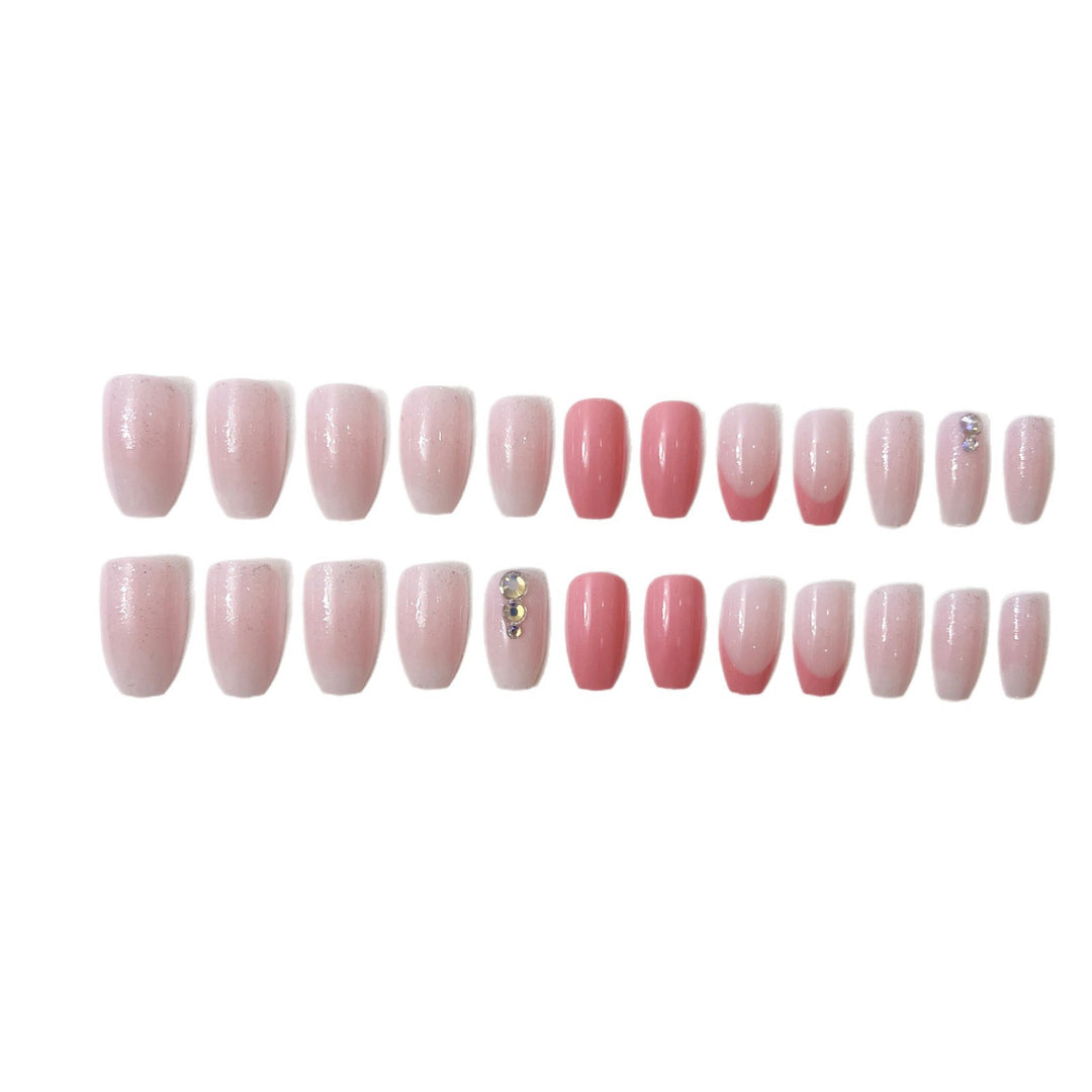 Decorative Press-On Nail Set with Gem Accents