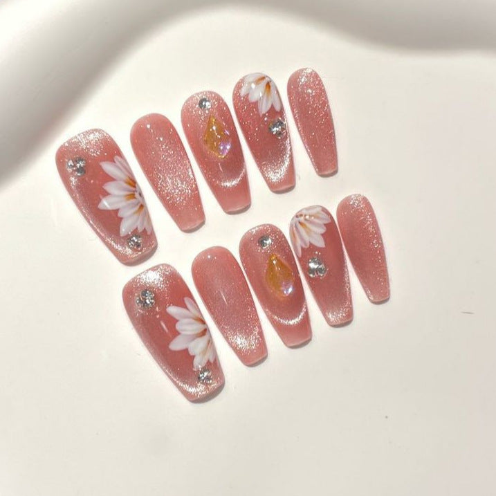 Floral Decorative Press-On Nail Set
