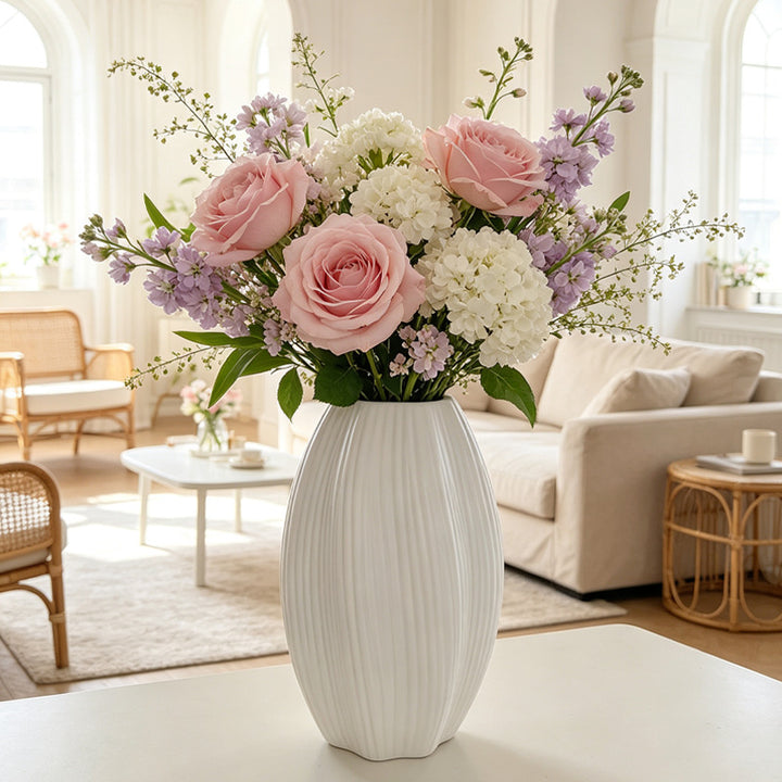 Elegant Vertical Ribbed Decorative Vase Kalsten