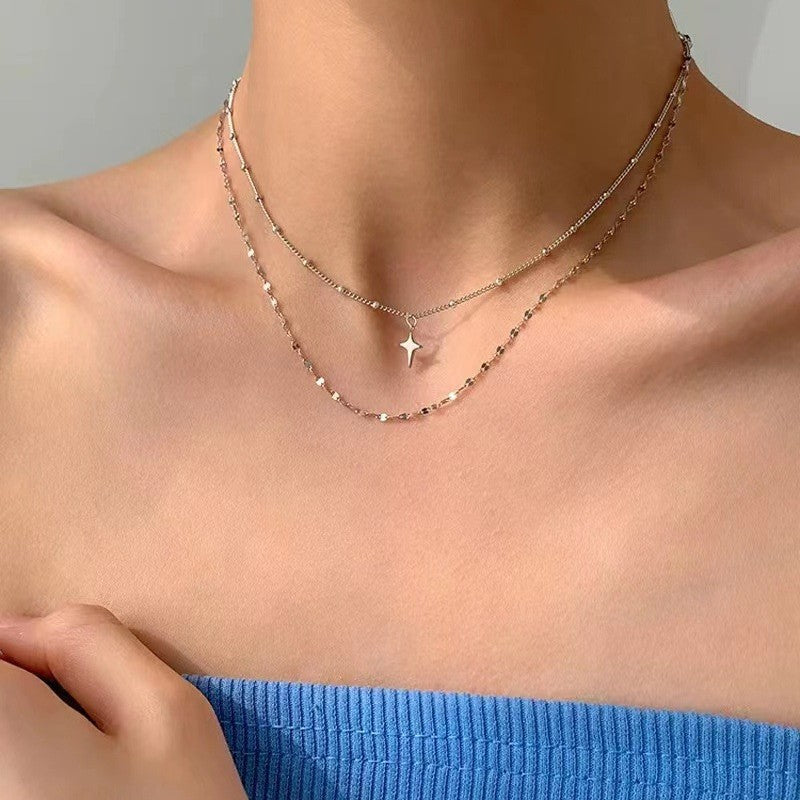 Layered Star and Dot Chain Necklace Kalsten
