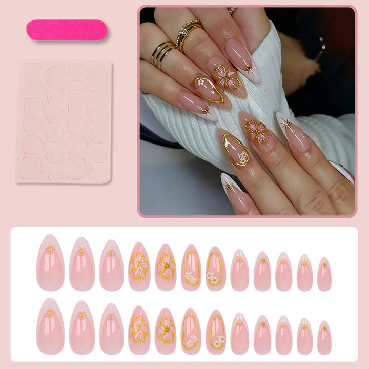 Artificial nail set with elegant floral and glamorous details Kalsten