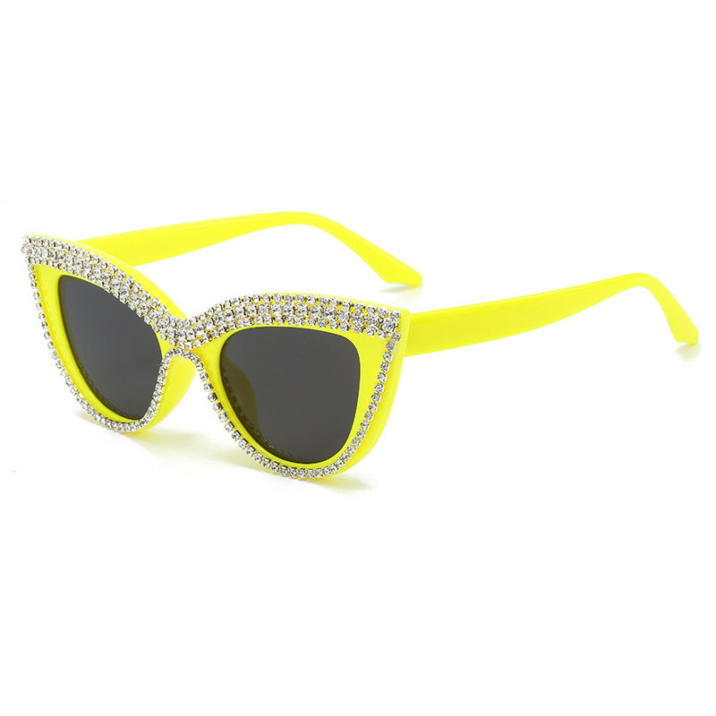 Glamorous Rhinestone-Embellished Shield Sunglasses Kalsten