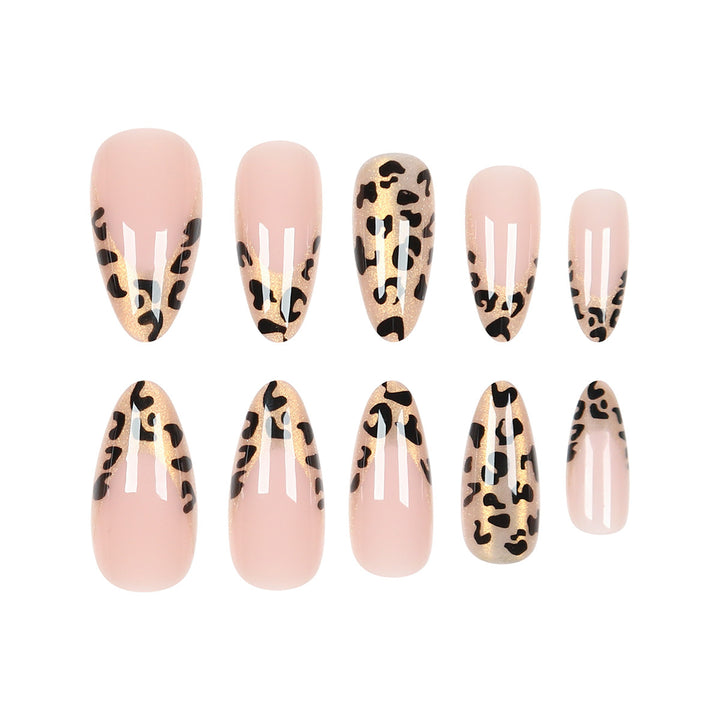 Artistic Stiletto Press-On Nails with Leopard Print Accents Kalsten