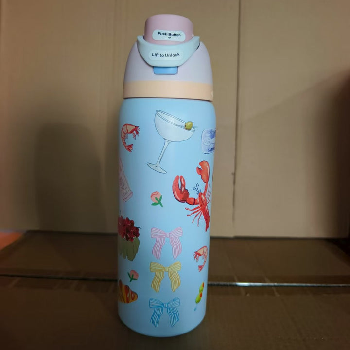 Insulated Stainless Steel Vacuum Water Bottle With One-Touch Flip Lid And Leakproof Safety Lock
