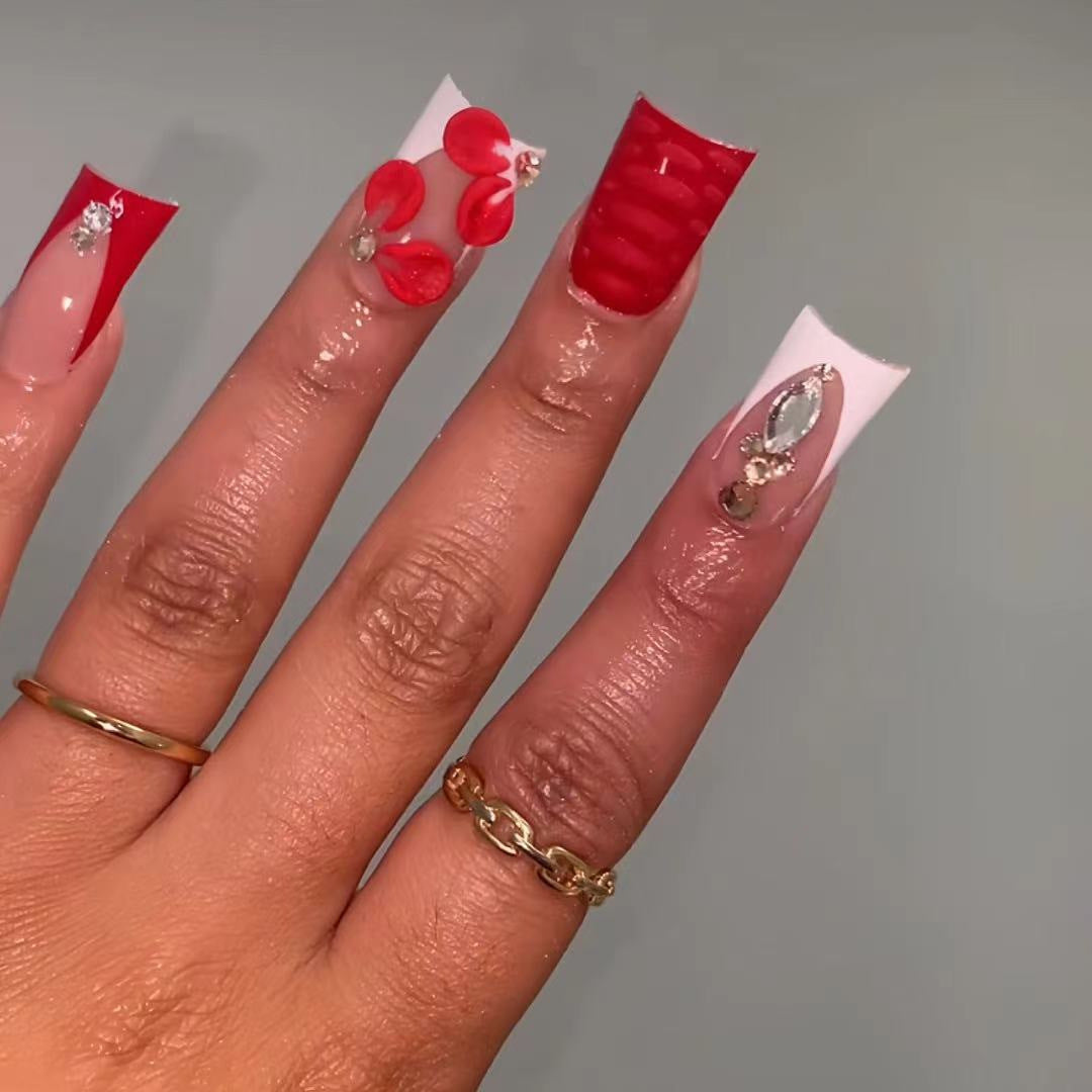 3D Floral Acrylic Nail Art Enhancements Kalsten