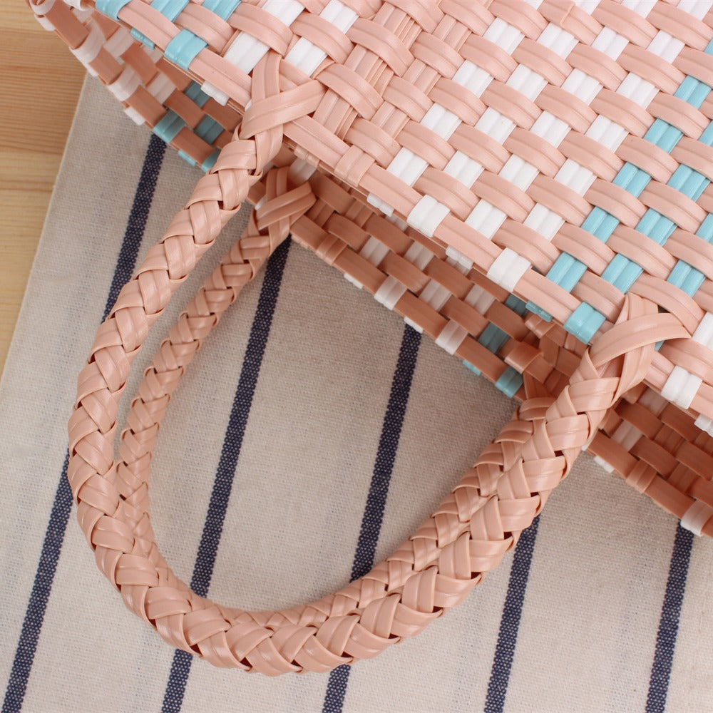 Handmade straw bag with colorful stripes Kalsten