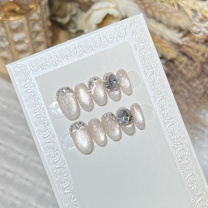 Luxury Gemstone Embellished Press-On Nail Art Kalsten