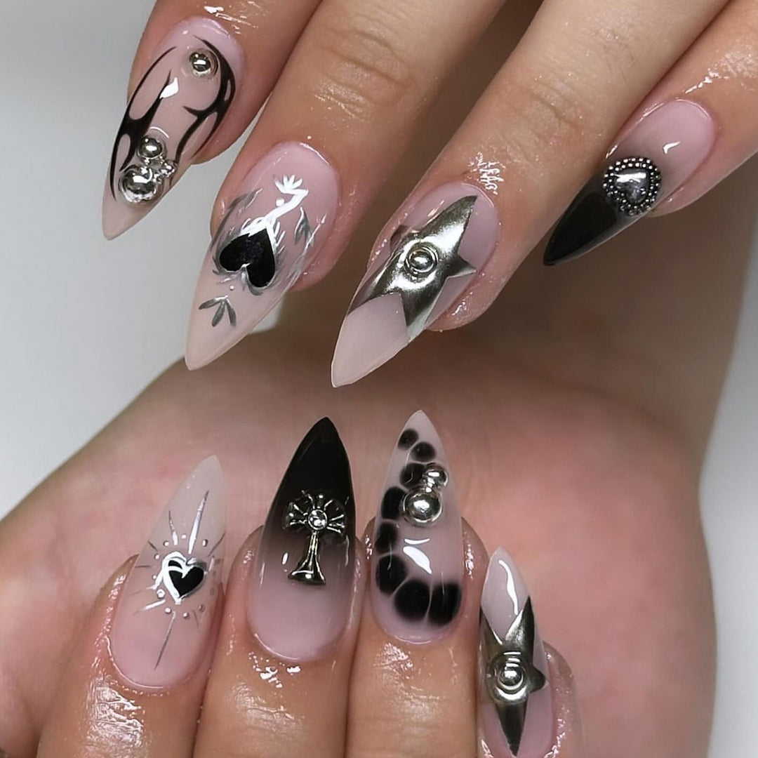 Artful Gothic nails with 3D decorations Kalsten
