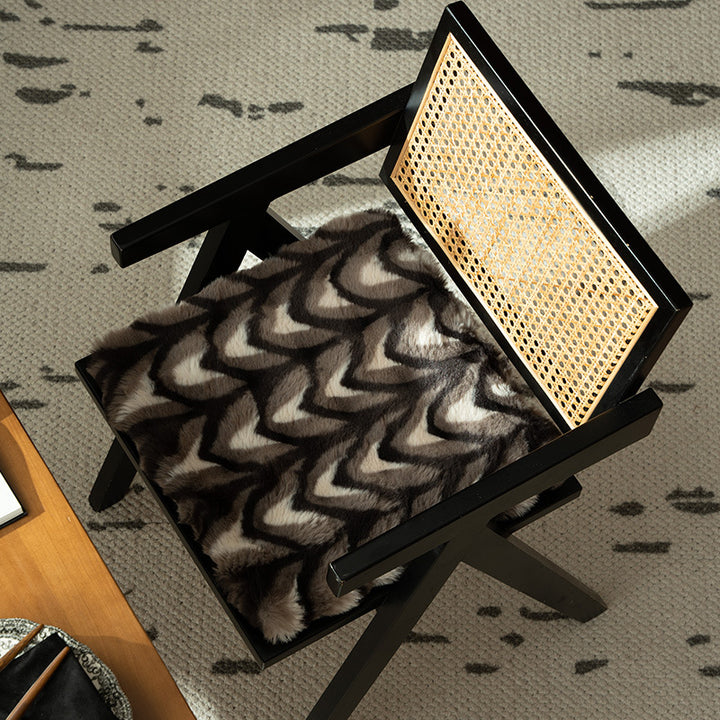 Artificial fur shoulder bag in square zigzag relief Kalsten