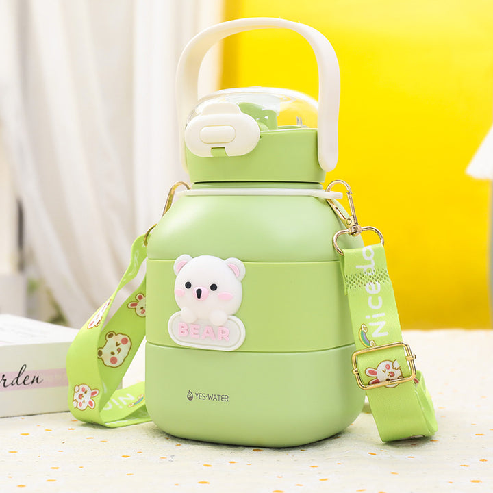 Women's insulated drinking bottle with practical carrying strap and cute bear motif Kalsten