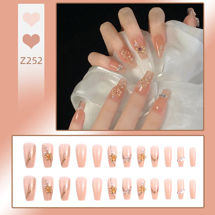 Artificial nail set with elegant floral and luxurious decorations Kalsten