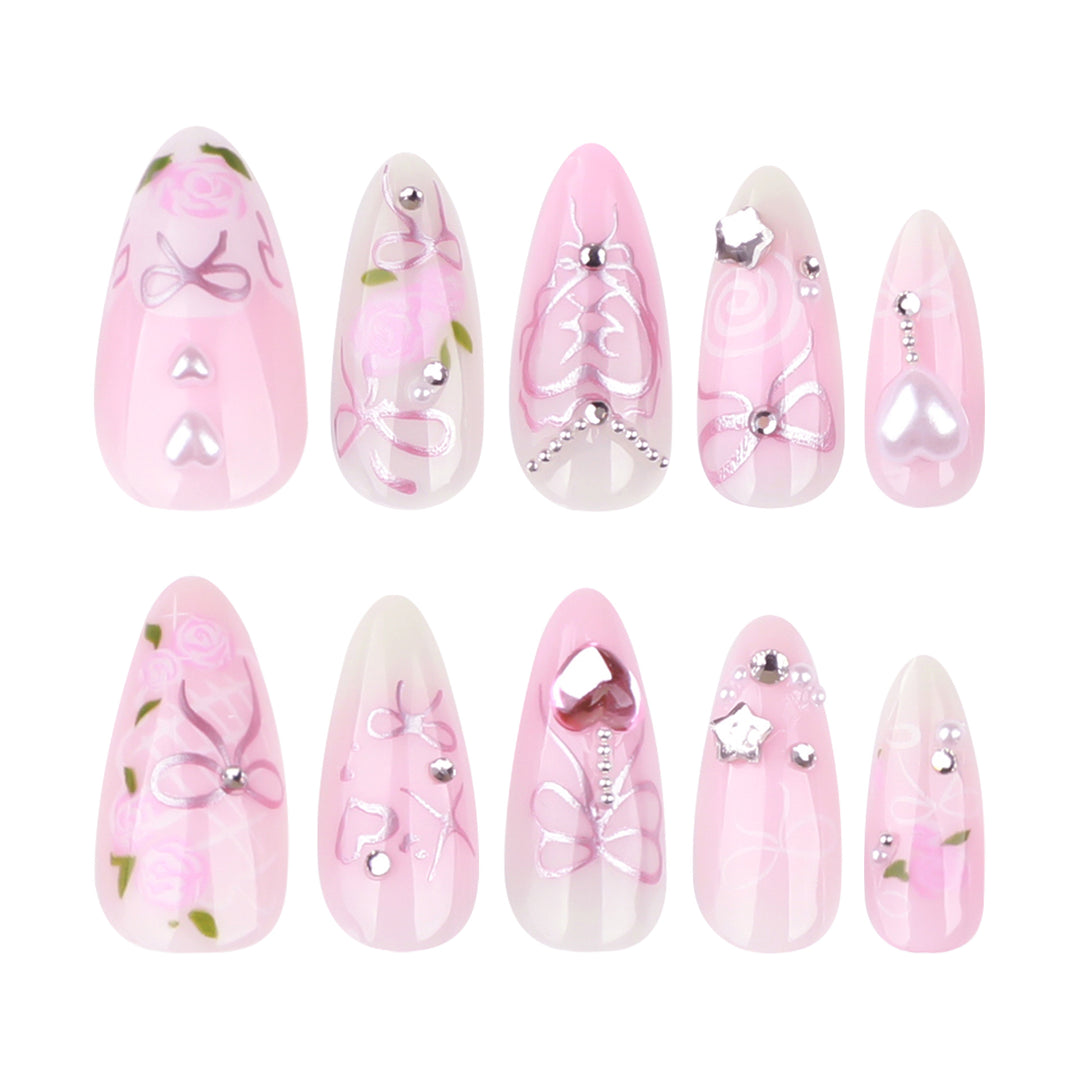 Artful Nail Art with Romantic Rose and Bow Designs Kalsten