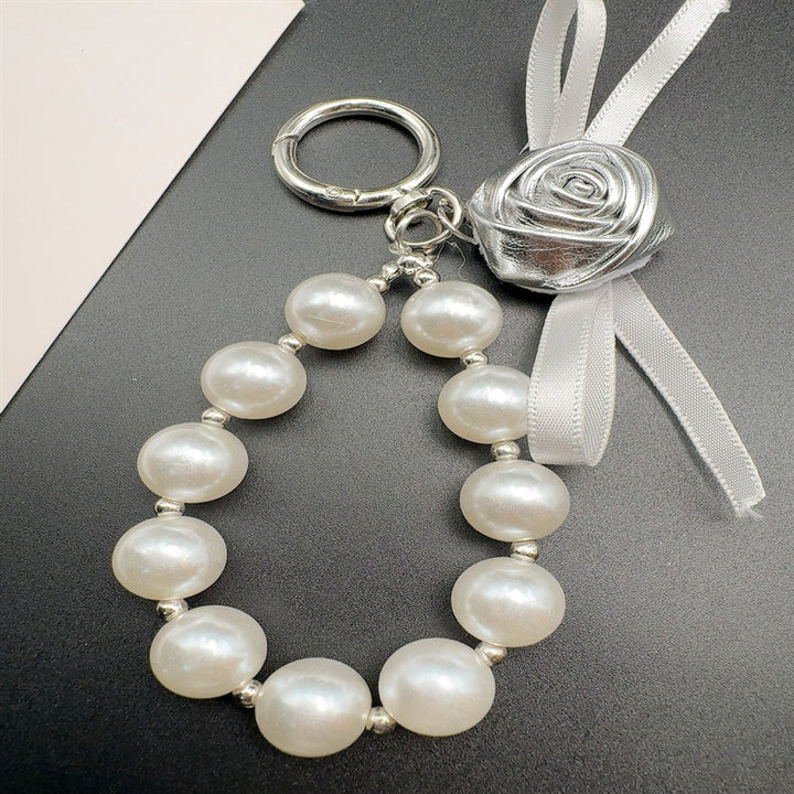 Elegant Pearl and Leather Charm Keychain Kalsten