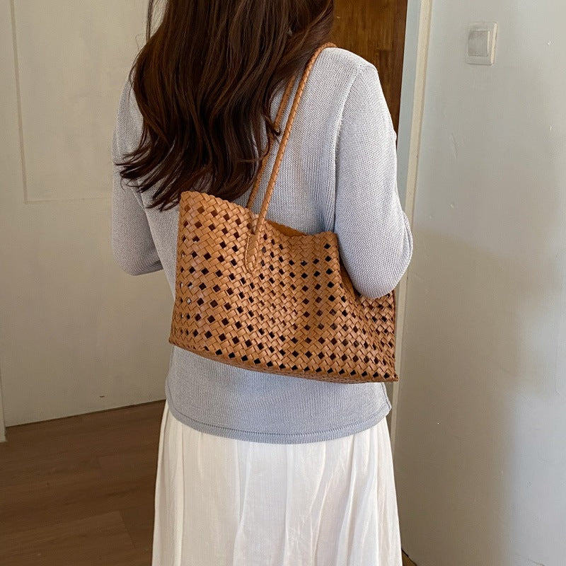 Woven Leather Tote Bag