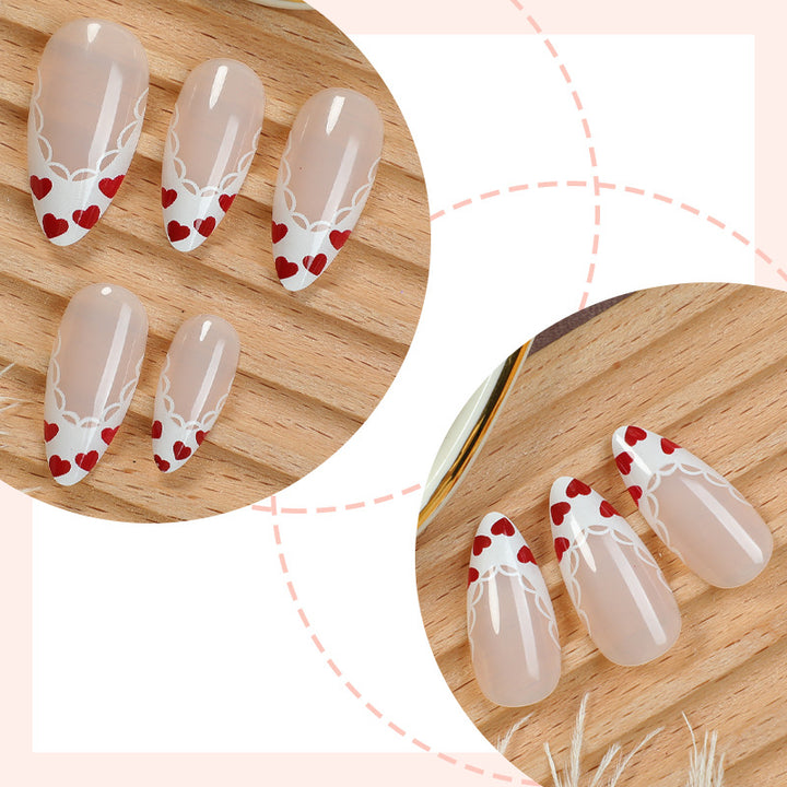 Decorative Press-On Nail Art Set with Floral and Bow Designs kalsten