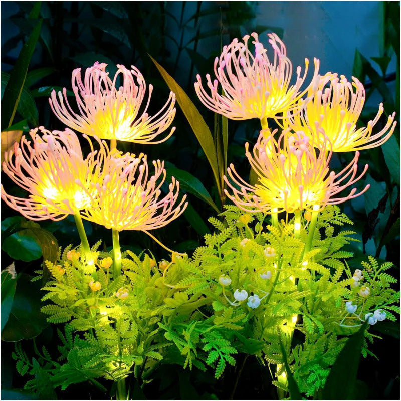 Solar LED Chrysanthemum Garden Stake Lights With Integrated Photovoltaic Panel Flexible Stem And Dusk-To-Dawn Sensor Kalsten