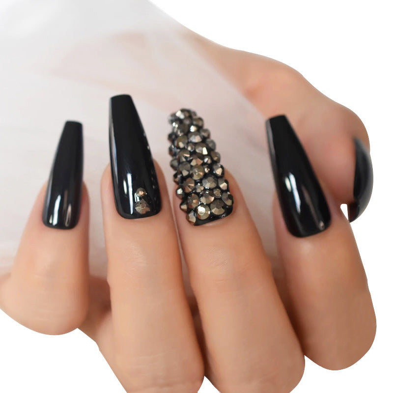 Glamorous Stiletto Press-On Nail Set with Rhinestone Accents